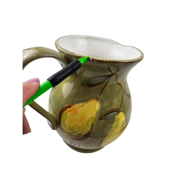 Mesa International Hand Painted 8 1/4'' tall  ceramic Pitcher Grapes Flowers etc - Picture 7 of 9